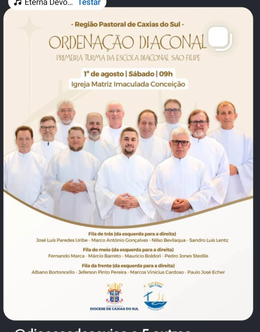 CONVITE DE ORDENAÇÕES DIACONAIS DA DIOCESE DE CAXIAS DO SUL (RS)