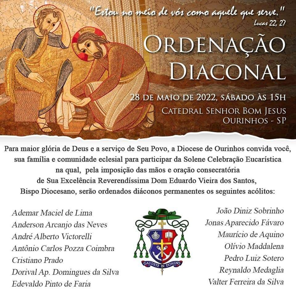 CONVITE PARA ORDENAÇÕES DIACONAIS DA DIOCESE DE OURINHOS (SP)