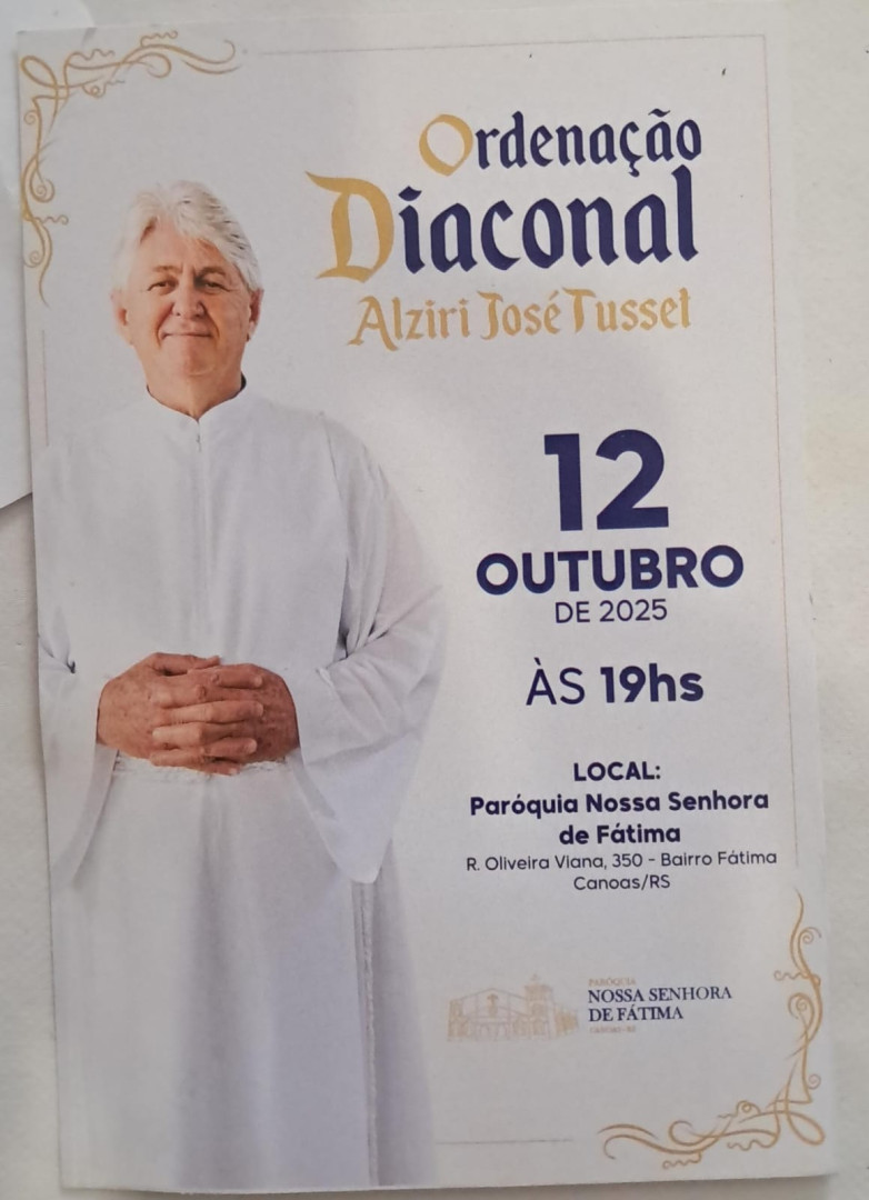 CONVITE DA ARQUIDIOCESE DE PORTO ALEGRE (RS) PARA ORDENAÇÃO DIACONAL PERMANENTE