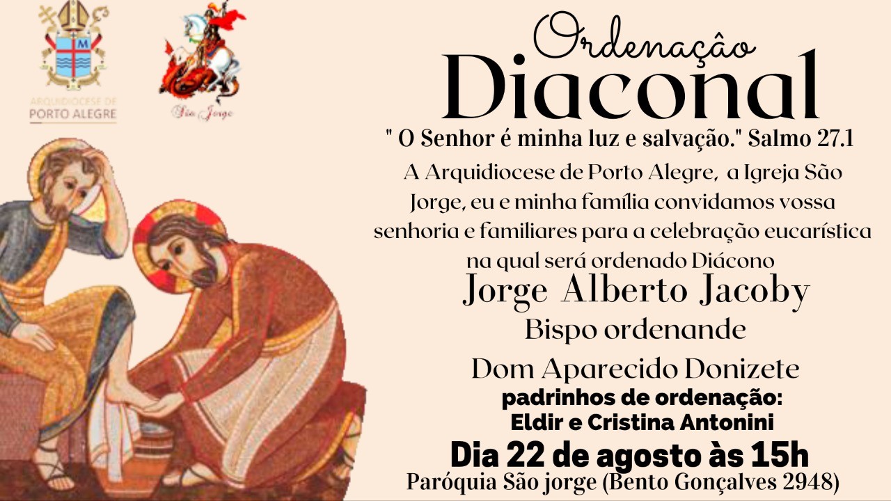 Convite de Ordenação Diaconal da Arquidiocese de Porto Alegre (RS)