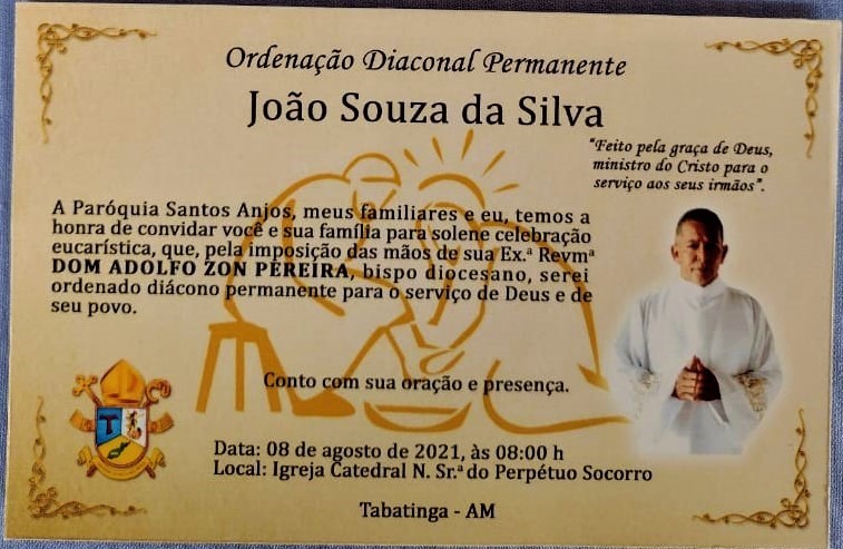 Convite de Ordenações da Diocese de Alto Solimões (AM)