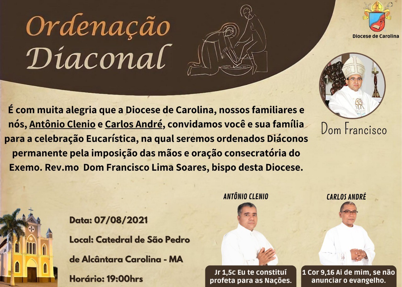 Convite de Ordenações Diaconais da Diocese de Carolina (MA)