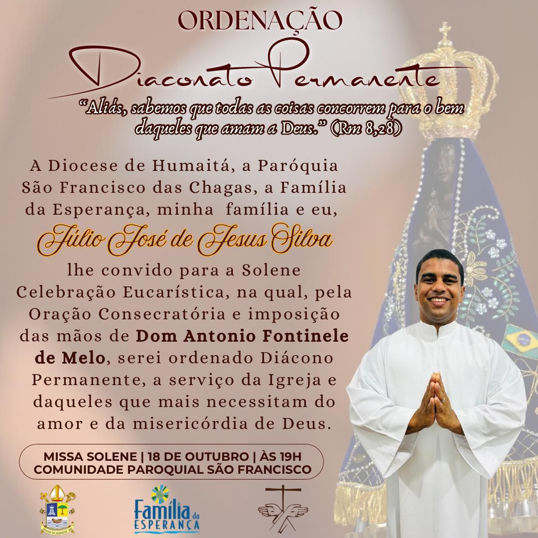CONVITE PARA ORDENAÇÃO DIACONAL DA DIOCESE DE HUMAITÁ (AM)