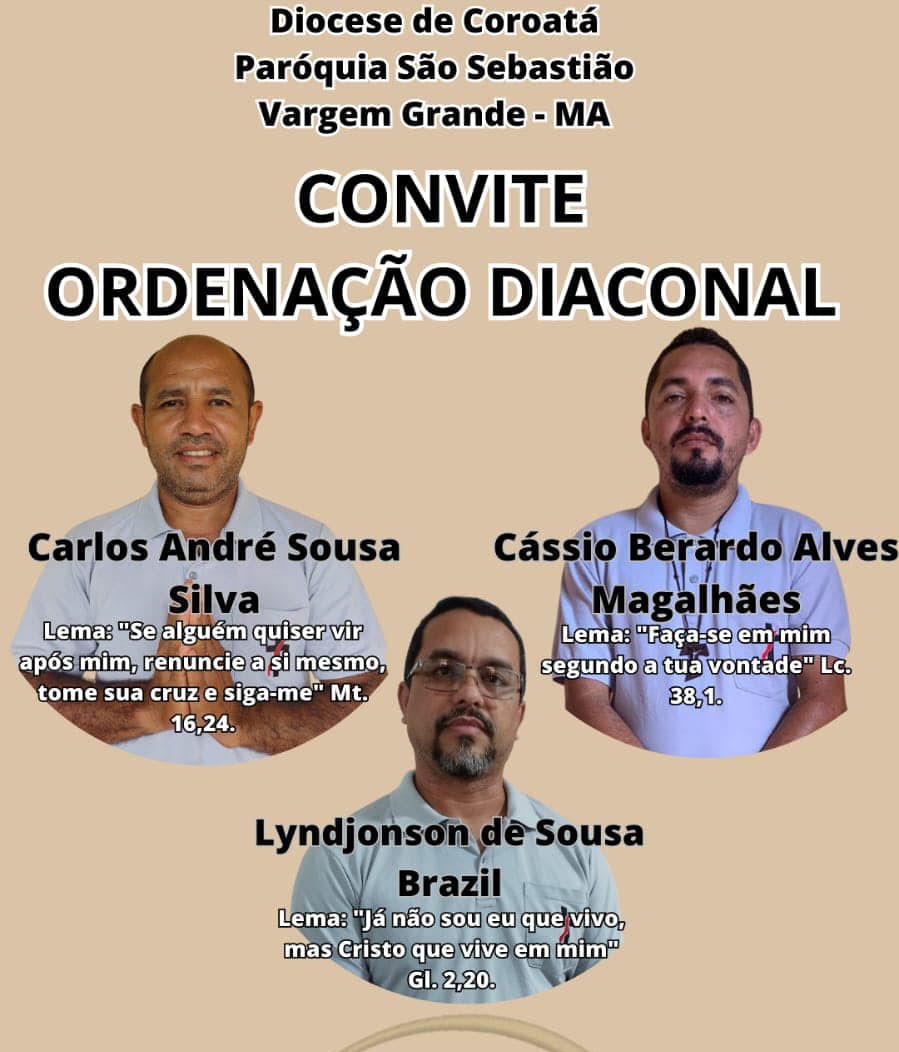 CONVITE DE ORDENAÇÃO DIACONAL DA DIOCESE DE COROATÁ (MA)