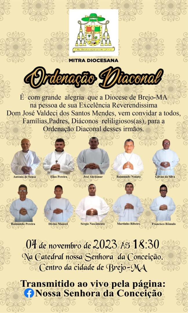 CONVITE DE ORDENAÇÃO DIACONAL DA DIOCESE DE BREJO (MA)