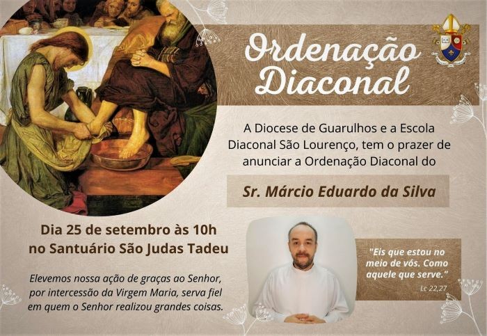 Convite de Ordenação Diaconal Permanente da Diocese de Guarulhos (SP)