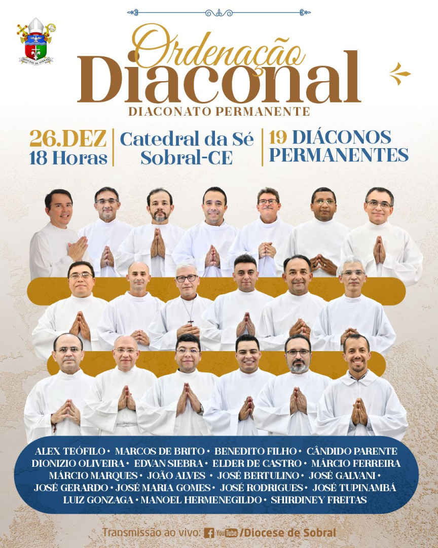 CONVITE DE ORDENAÇÕES DIACONAIS DA DIOCESE DE SOBRAL (CE)