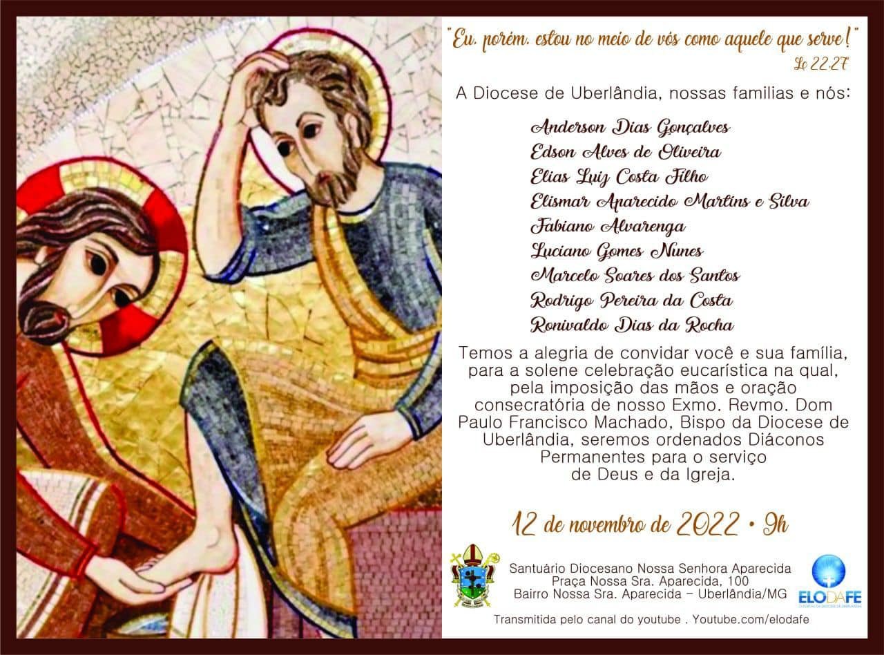 CONVITE PARA ORDENAÇÕES DIACONAIS DA DIOCESE DE UBERLANDIA (MG)