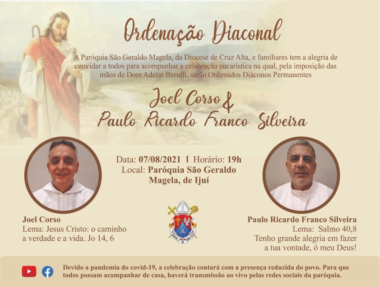 Convite de Ordenações da Diocese de Cruz Alta (RS)