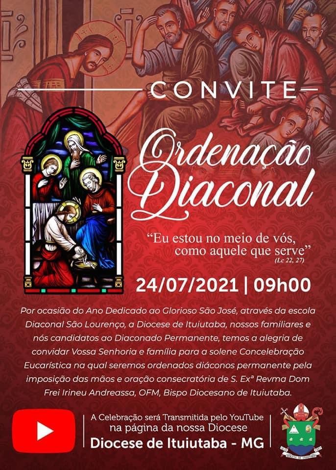 Convite de Ordenações Diaconais na Diocese de Ituiutaba (MG)