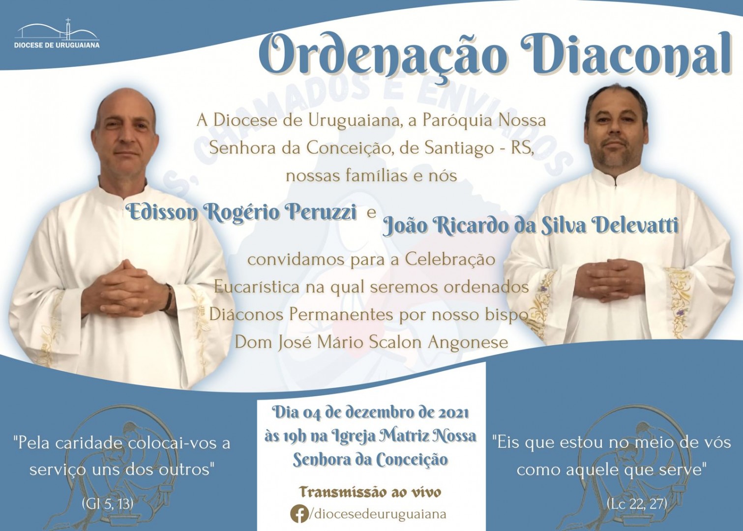 CONVITE DE ORDENAÇÕES DIACONAIS NA DIOCESE DE URUGUAIANA (RS)