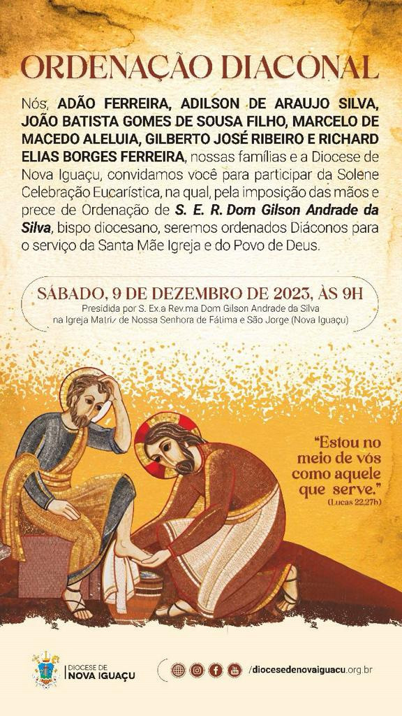 NOVO CONVITE DE ORDENAÇÕES DIACONAIS DA DIOCESE DE NOVA IGUAÇU (RJ)