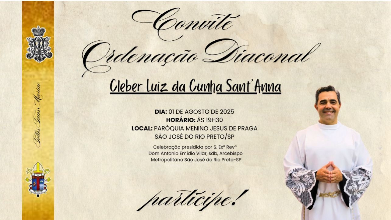 CONVITE DE ORDENAÇÃO DIACONAL PERMANENTE DA ARQUIDIOCESE DE SÃO JOSÉ DO RIO PRETO (SP)