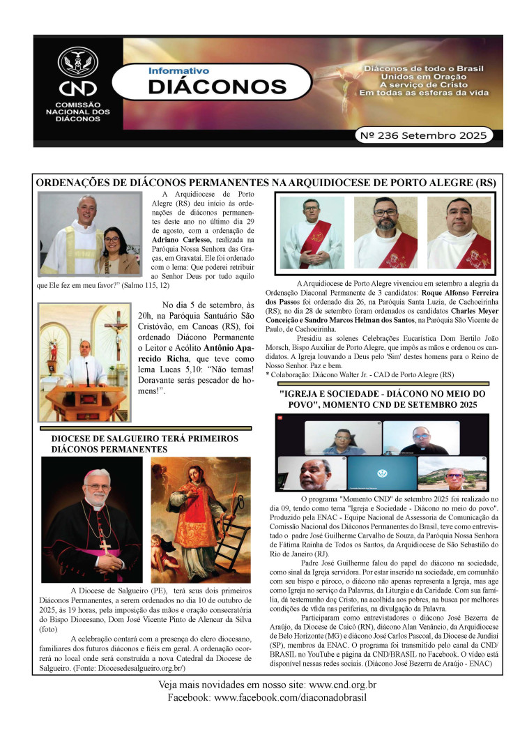 DIÁCONOS Nº 236 - SETEMBRO DE 2025