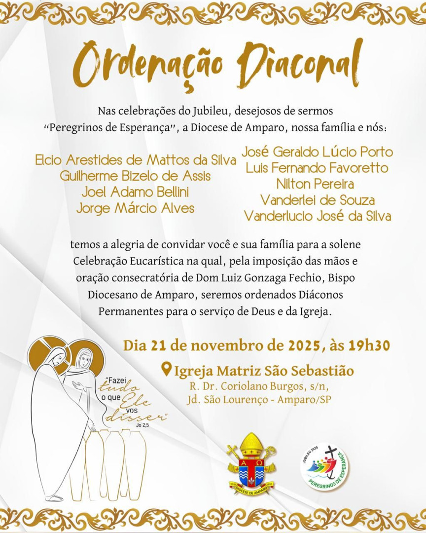 CONVITE ORDENAÇÃO DIACONAL - DIOCESE DE AMPARO