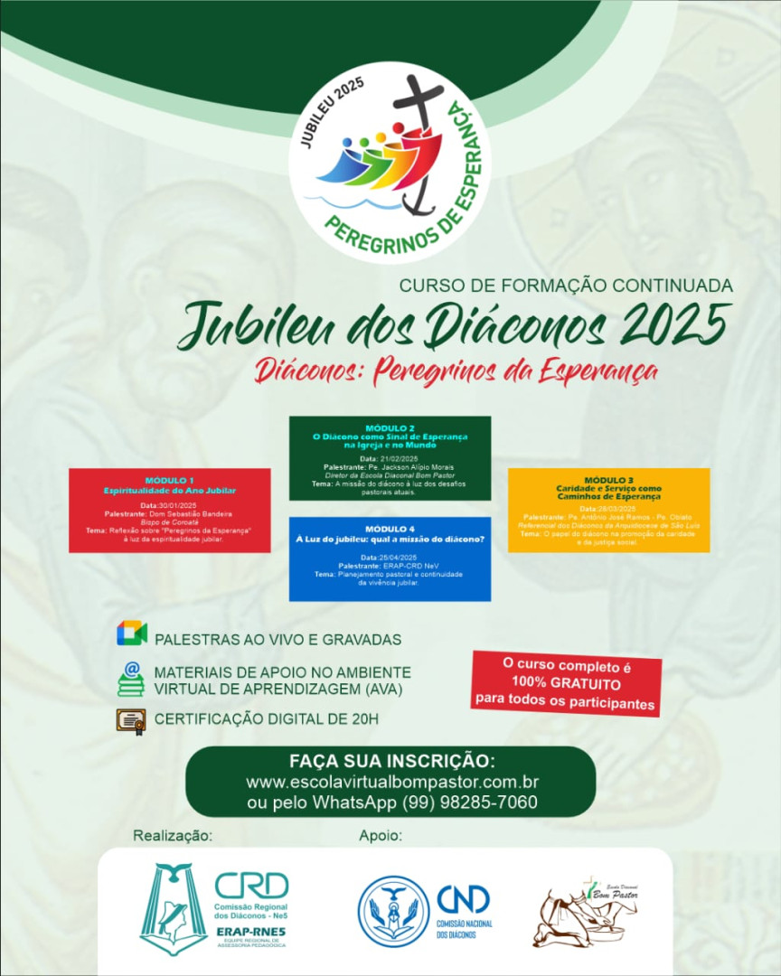 CRD NORDESTE 5 ABRE INSCRIÇÕES PARA O CURSO DE FORMAÇÃO CONTINUADA SOBRE O ANO JUBILAR