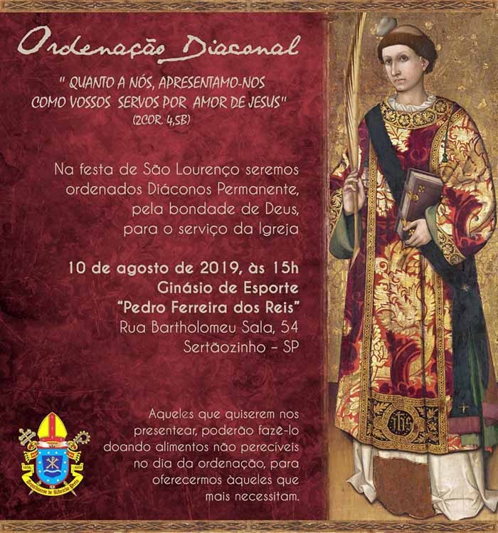 Convite para Ordenações Diaconais na Arquidiocese de Ribeirão Preto