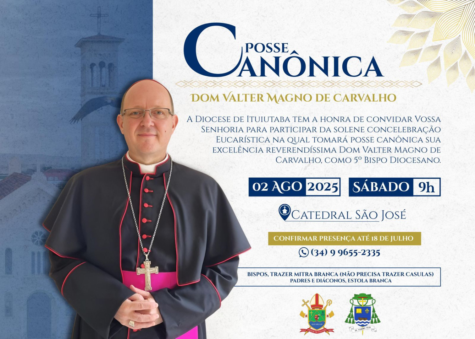 POSSE CANÔNICA DE DOM VALTER MAGNO NA DIOCESE DE ITUIUTABA (MG(