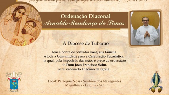 CONVITE DE ORDENAÇÕES DIACONAIS DA DIOCESE DE TUBARÃO (SC)