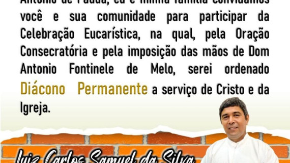 CONVITE DE ORDENAÇÃO DIACONAL DA DIOCESE DE HUMAITÁ (AM)