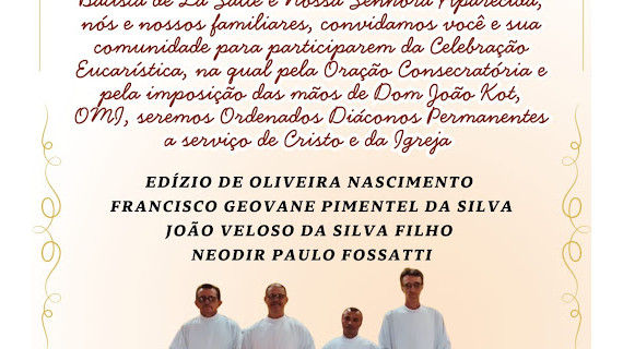 CONVITE DE ORDENAÇÕES DIACONAIS PERMANENTES NA DIOCESE DE ZÉ DOCA (MA)